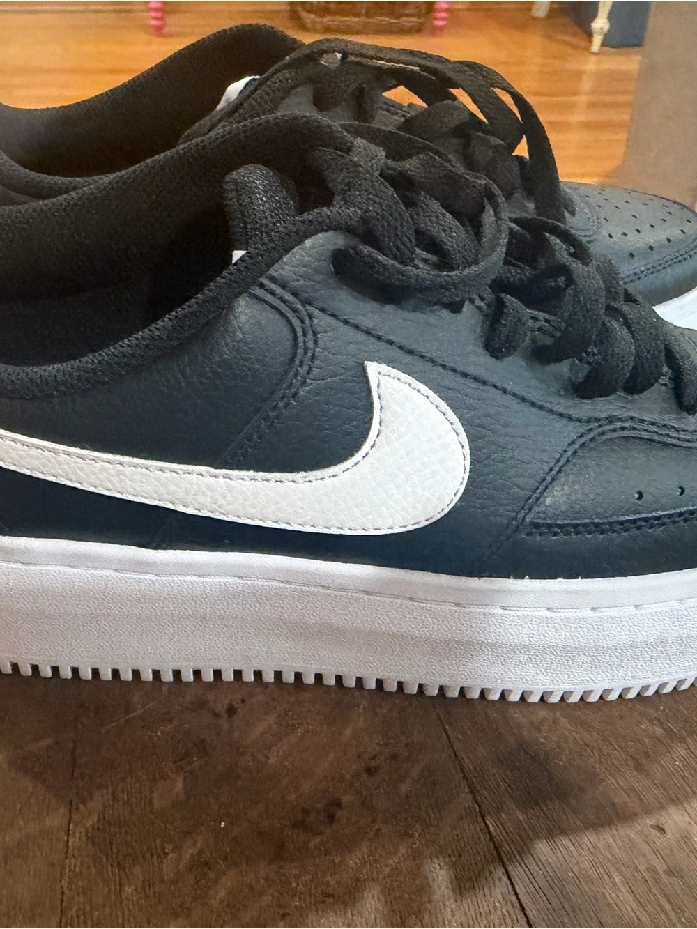 Nike Court Vision Women’s Alta Black White Platform Sneakers. Size 11.
